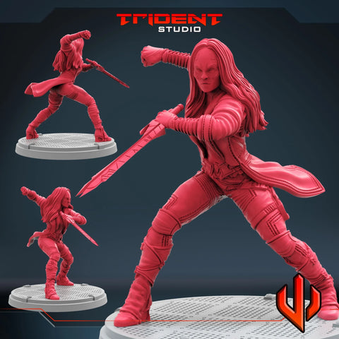 Gamora - Sculpt A Marvel MCP-compatible 40mm resin proxy miniature by Trident Miniatures - product image 1