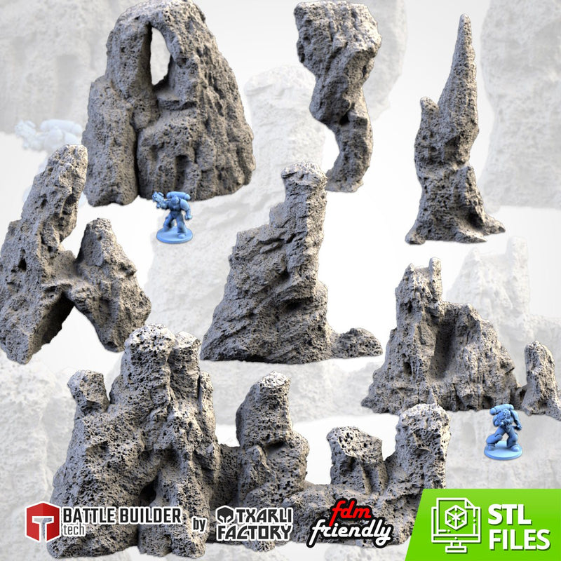 Volcanic Rocks 3D printed terrain view 1
