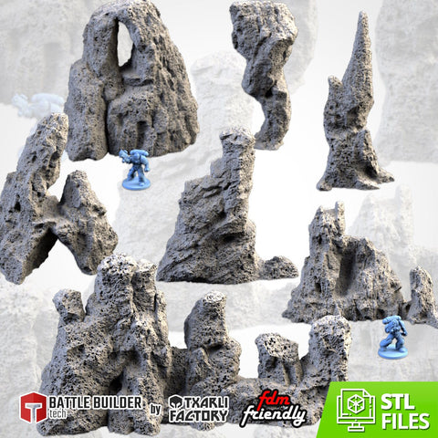 Volcanic Rocks 3D printed terrain view 1