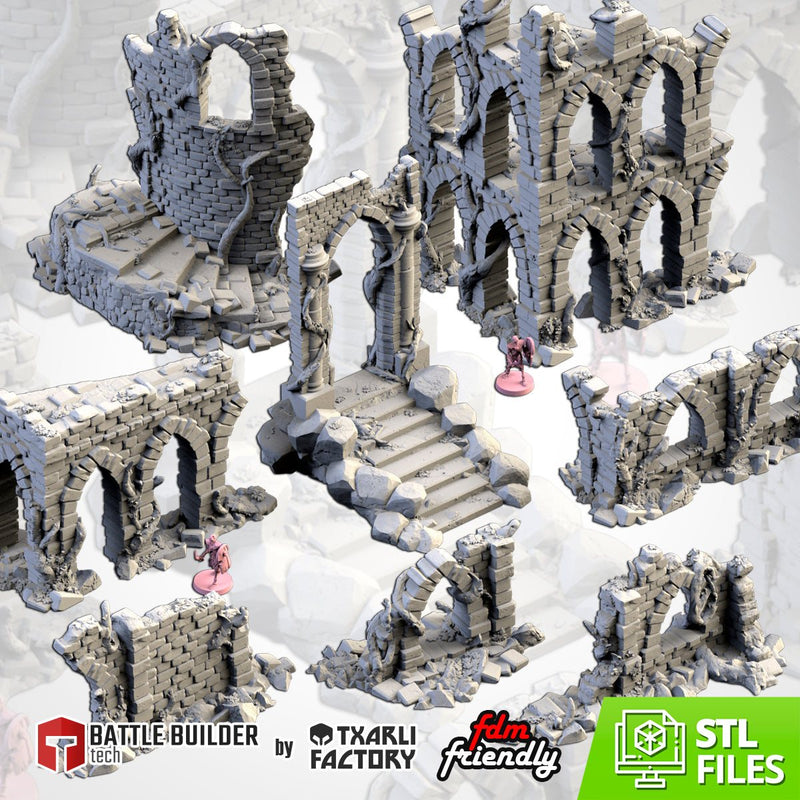 Abandoned City Ruins 3D printed terrain view 1