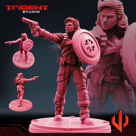 Captain Carter - Sculpt D Marvel MCP-compatible 40mm resin proxy miniature by Trident Miniatures - product image 1