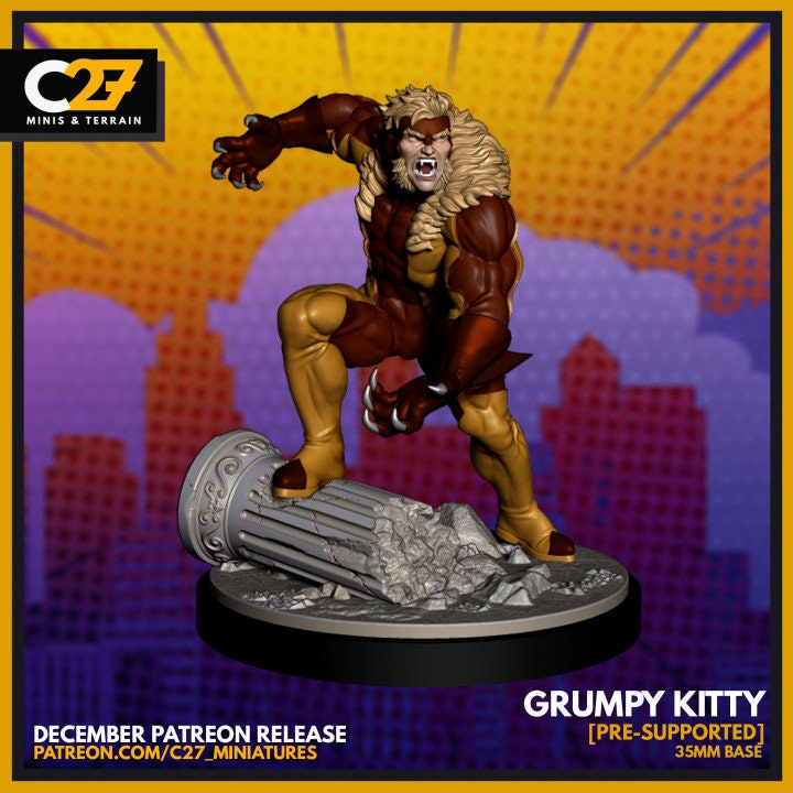 Sabertooth (90s) 40mm Scale Miniature | Crisis Protocol Proxy | C27