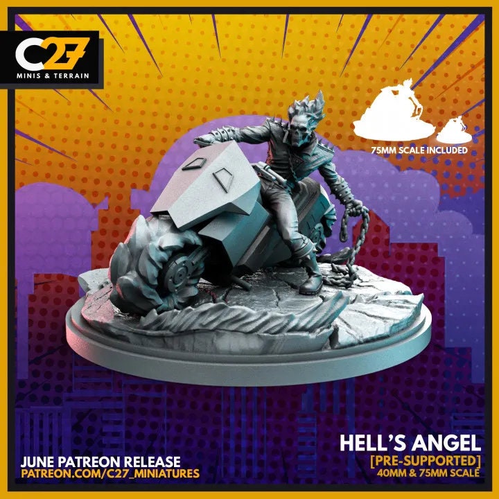 Ghost Rider 40mm Scale Miniature | Crisis Protocol Proxy | C27
