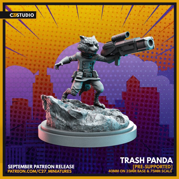 Rocket Raccoon 40mm Scale Miniature | Crisis Protocol Proxy | C27