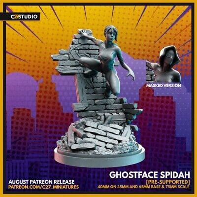 Ghost Spider (Unmasked) 40mm Scale Miniature | Crisis Protocol Proxy | C27