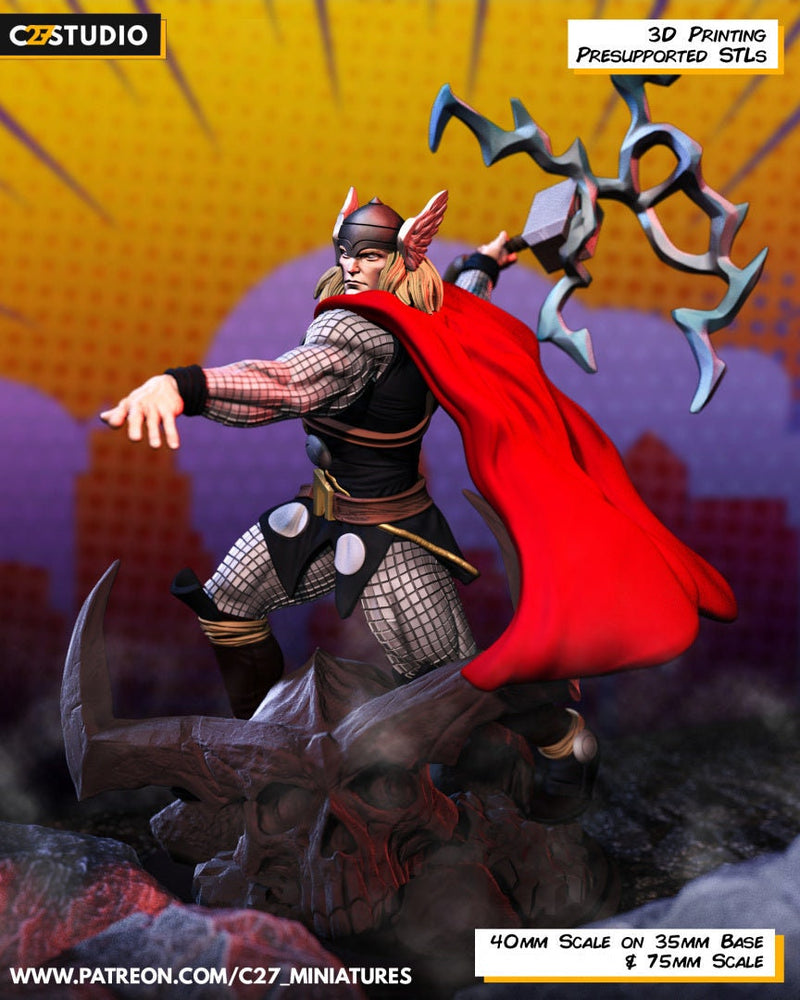 Thor (Lightning Version) 40mm Scale Miniature | Crisis Protocol Proxy | C27