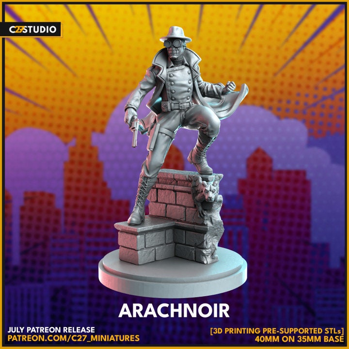 Spiderman Noir 40mm Scale Miniature | Crisis Protocol Proxy | C27
