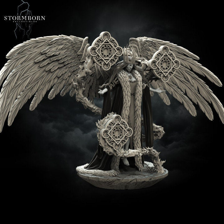 Juno, Queen of Angels Miniature: 8k Resin DnD Pathfinder Figure (Unpainted & Unassembled)