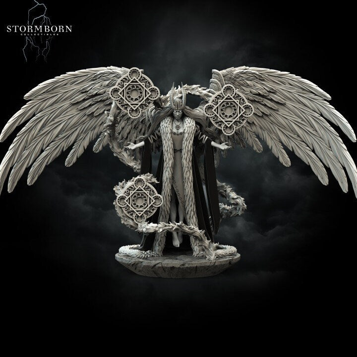 Juno, Queen of Angels Miniature: 8k Resin DnD Pathfinder Figure (Unpainted & Unassembled)