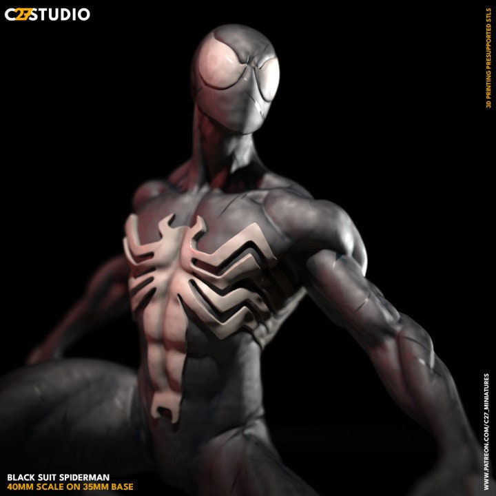 Black Suit Spiderman | 40mm Scale Miniature | Crisis Protocol Proxy | C27
