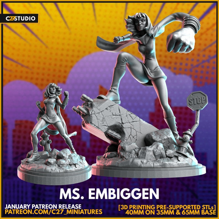 Ms Marvel 40mm Scale Miniature | Crisis Protocol Proxy | C27