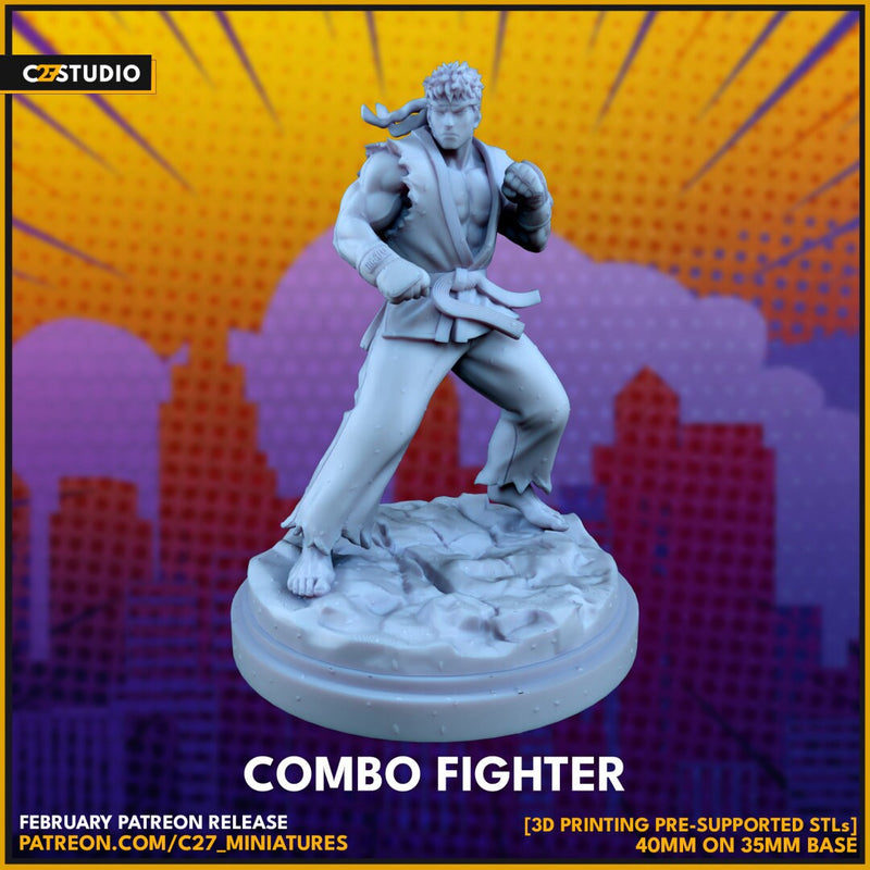 Ryu (Street Fighter) 40mm Scale Miniature | Crisis Protocol Proxy | C27