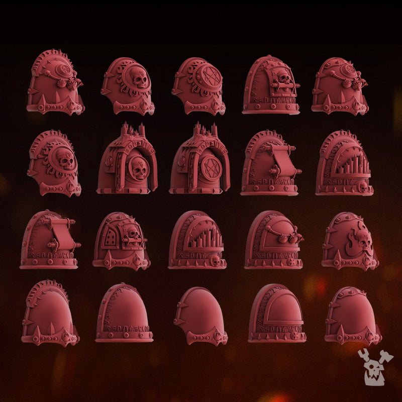 Fire Preachers Shoulder Pads Set x20 | DakkaDakka | Grim Dark | Fantasy | One Page Rules