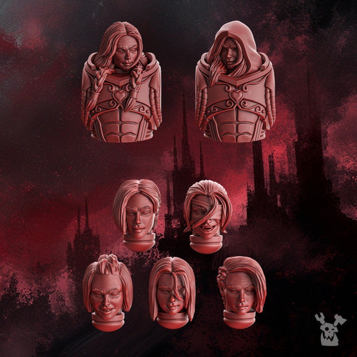 Crimson Wings Female Heads Set | DakkaDakka | Grim Dark | Fantasy | One Page Rules