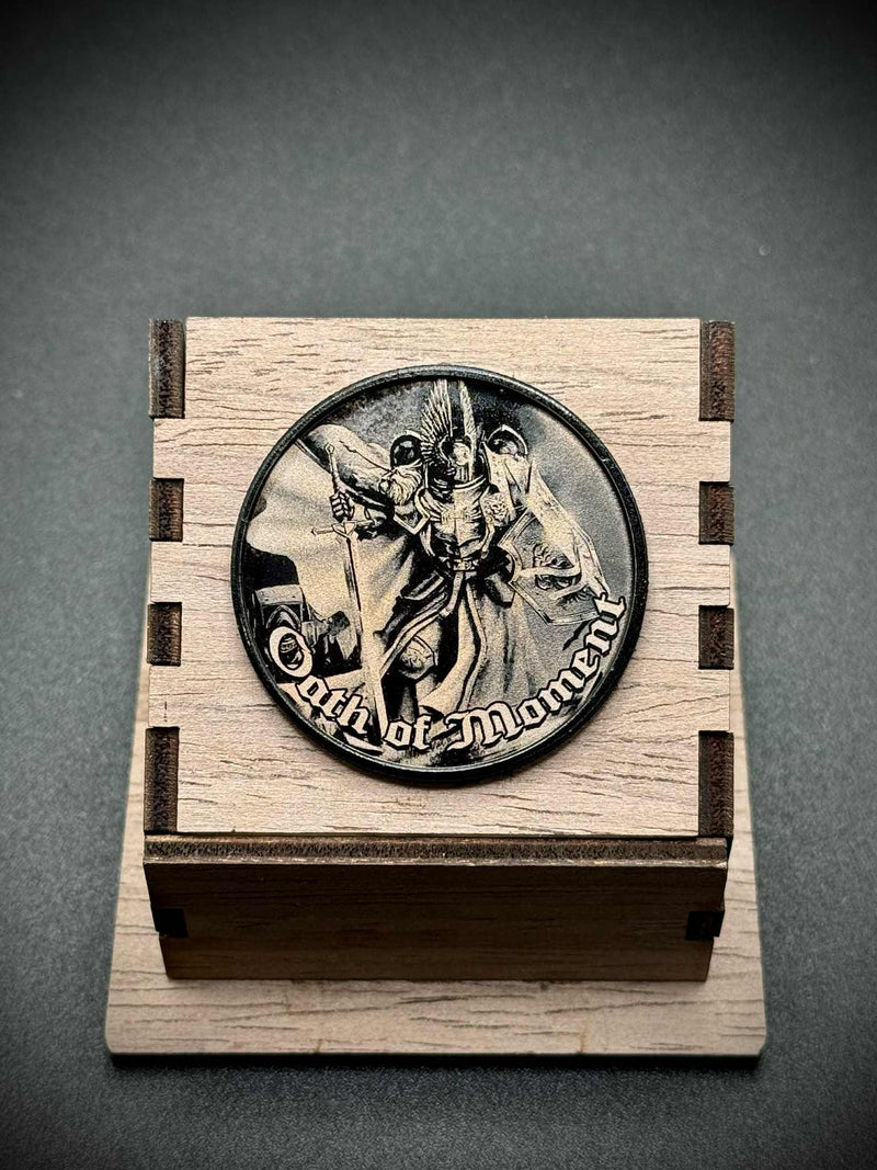 Oath of Moment Tokens | 40mm | Custom Etched Coin | Grim Dark | Metal Game Tokens