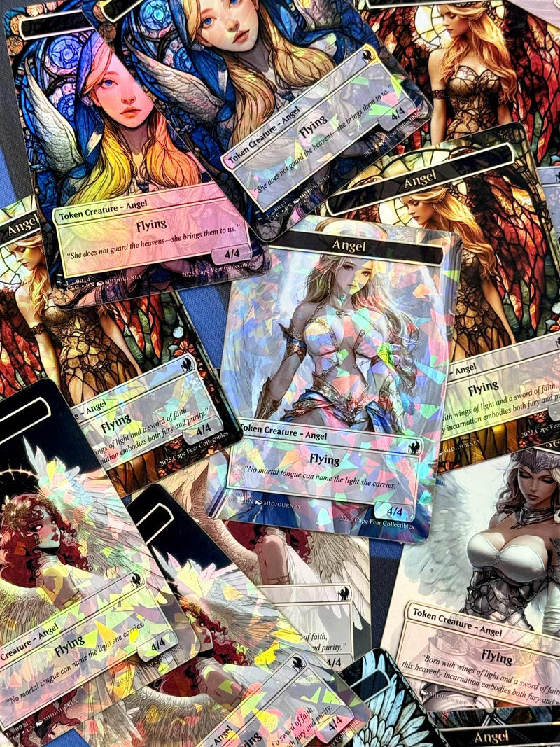 Borderless Foil Angel Tokens | Custom MTG Token Cards | 4/4