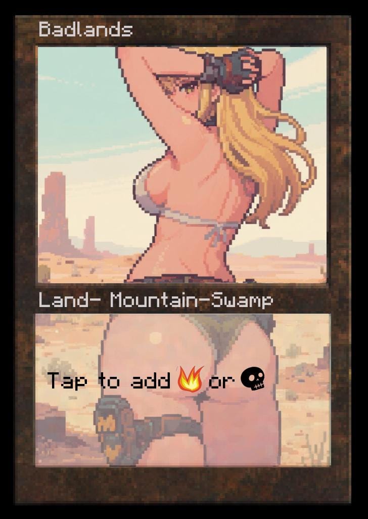MTG Pixel Art Waifu Anime Proxy-Dual Land-Badlands