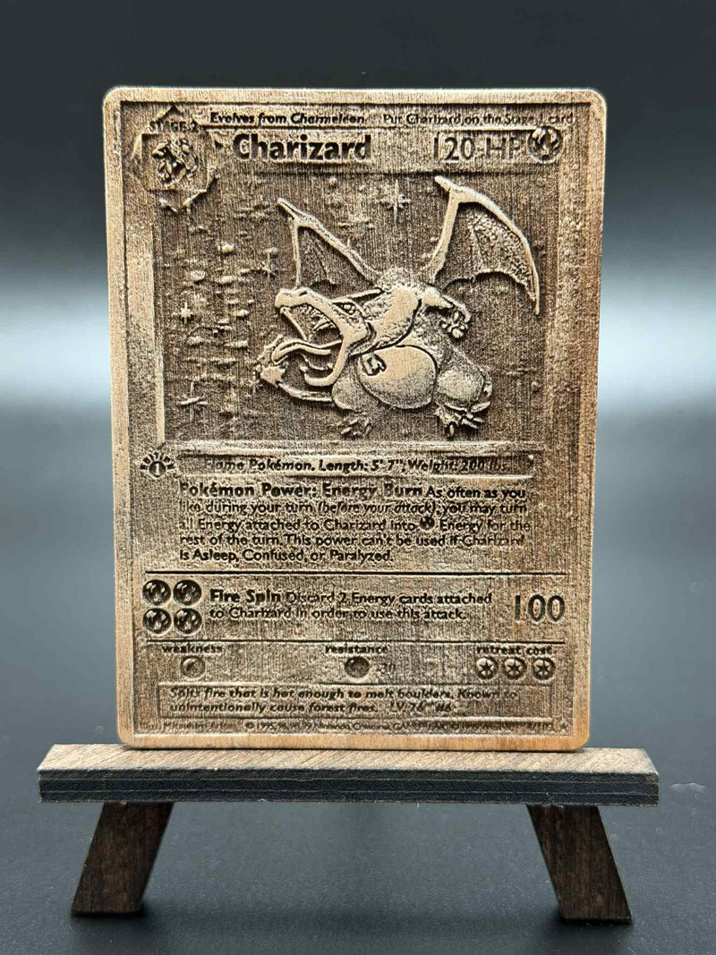 Custom Genuine Hardwood Pokémon Card – Laser Engraved Collectible Display Gift - Personalized Options Available