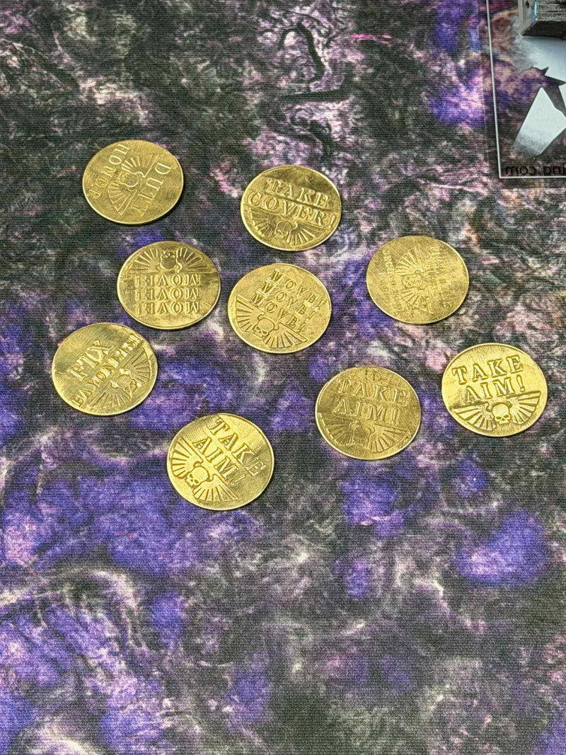 Guard Order Tokens - Engraved Brass Warhammer 40K Markers