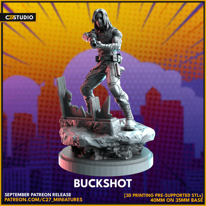 Bucky/Winter Soldier 40mm Scale Miniature - Crisis Protocol Proxy