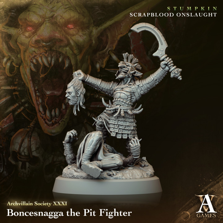 Boncesnagga, the Pit Fighter | Archvillain Games | Fantasy | DnD | RPG | Tabletop | Miniature