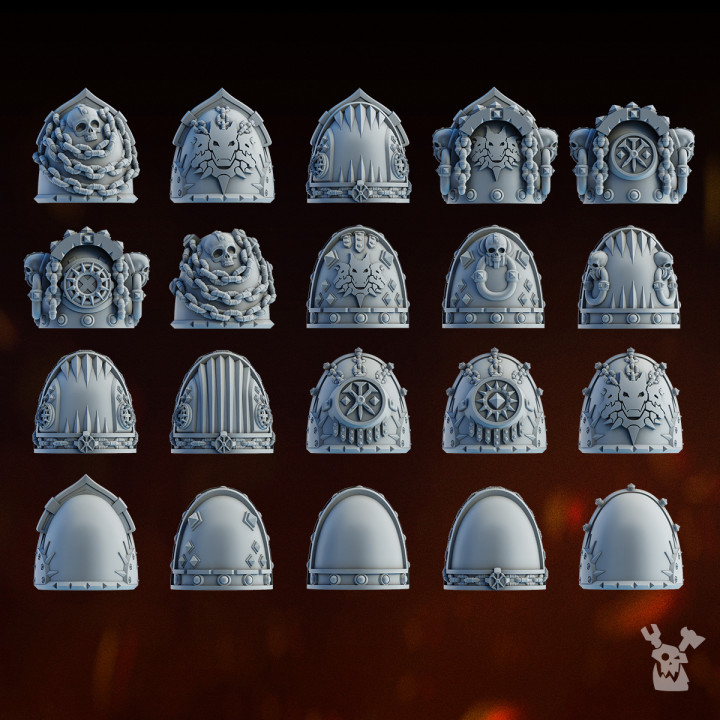 Carnage Reapers Shoulder Pads Set x20 | DakkaDakka | Grim Dark | Fantasy | One Page Rules