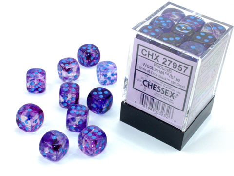 Nebula: 12mm d6 Nocturnal/blue Luminary Dice Block (36 dice)