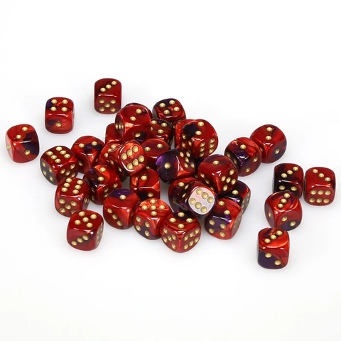 Gemini: 12mm D6 Purple Red/Gold (36)