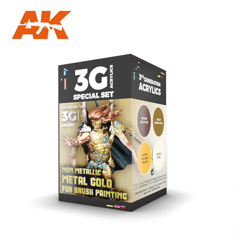 AK Interactive Wargame Color Set Non Metallic Metal Gold (W. B.)