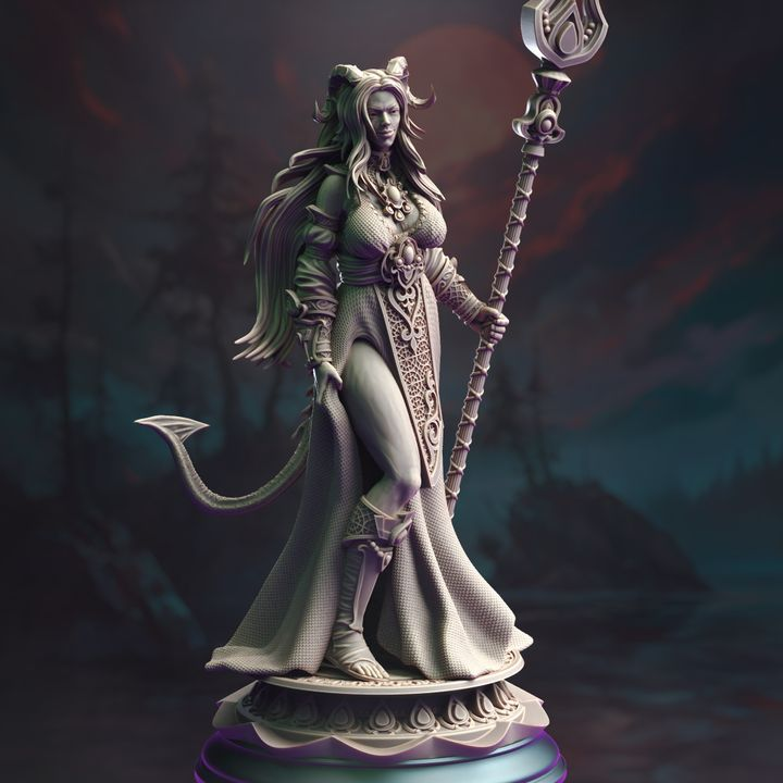 Tiefling Moon Cleric - Tharia Moonshadow | DM Stash | DnD | Fantasy | Miniature