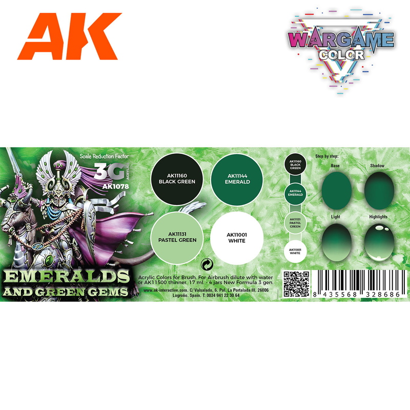 AK Interactive Wargame Color Emeralds and Green Gems Set