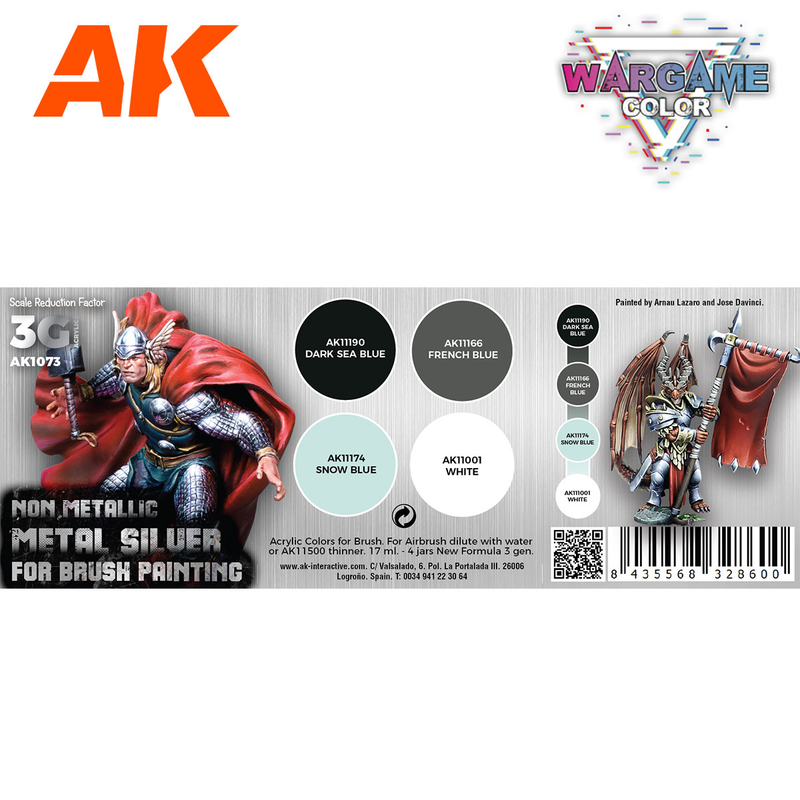 AK Interactive Wargame Color Non Metallic Metal Silver Set