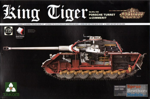 TAK02046S 1:35 Takom King Tiger Sd.Kfz.182 Porsche Turret with Zimmerit