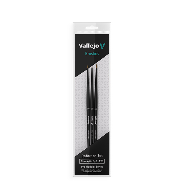 Vallejo Brush Set: Definition Set - Natural Hair (Sizes 4/0, 3/0 & 2/0)