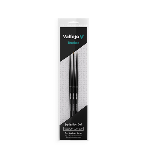 Vallejo Brush Set: Definition Set - Natural Hair (Sizes 4/0, 3/0 & 2/0)