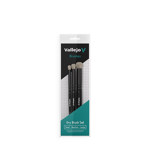 Vallejo Brush Set: Dry Brush Set - Natural Hair (S, M & L)
