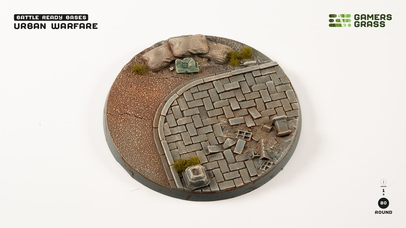 Gamers Grass Urban Warfare Premade Round Bases 80mm (1 Pack)