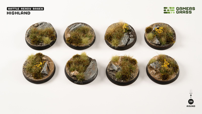 Gamers Grass Highland Premade Round Bases 28mm (8 Pack)