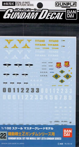 Bandai Spirits Gundam Decal GD22 MG 1/100 Multiuse - Zeta "Mobile Suit Zeta Gundam"