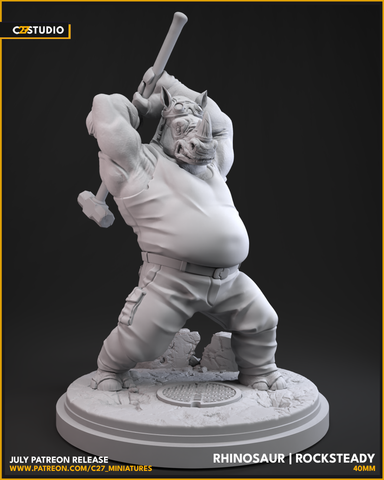 Rocksteady (TMNT) 40mm Scale Miniature | Crisis Protocol Proxy | C27