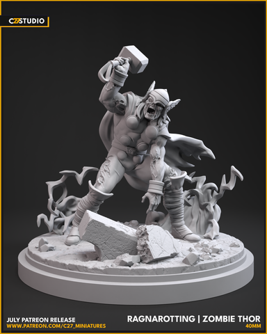 Zombie Thor 40mm Scale Miniature | Crisis Protocol Proxy | C27
