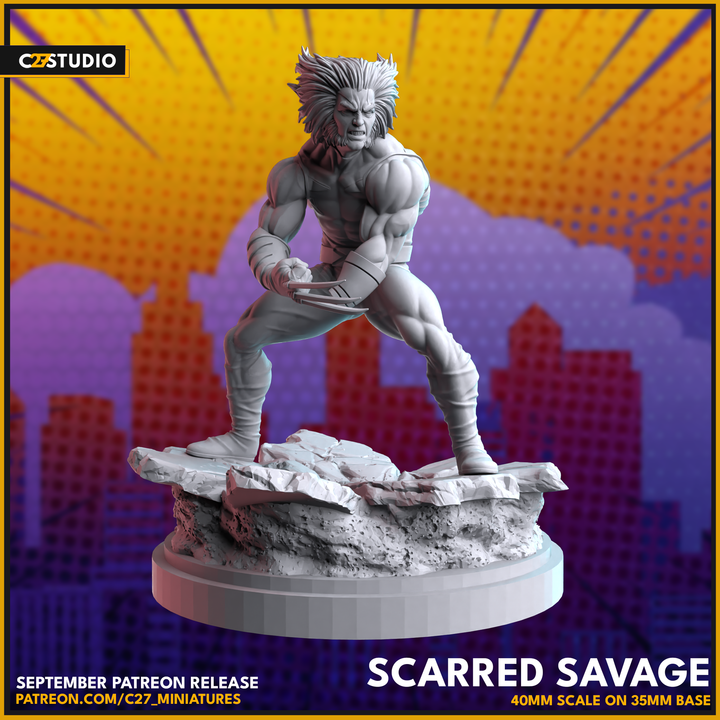 Wolverine (Age of Apocalypse) 40mm Scale Miniature | Crisis Protocol Proxy | C27