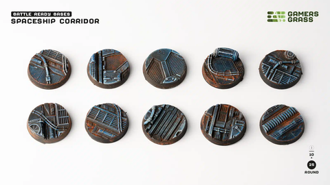 Gamers Grass: Spaceship Corridor Bases, Round 25mm (x10)