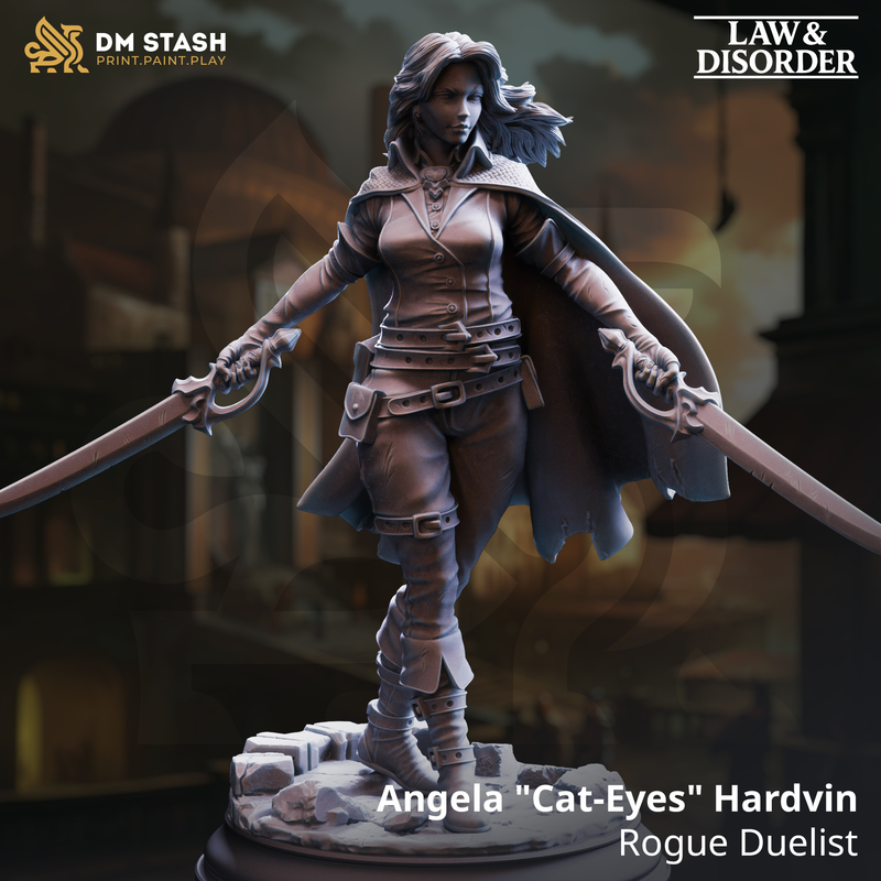 Angela Cat-Eyes Hardvin - Rogue Duelist | 3D Printed Miniature | DM Stash