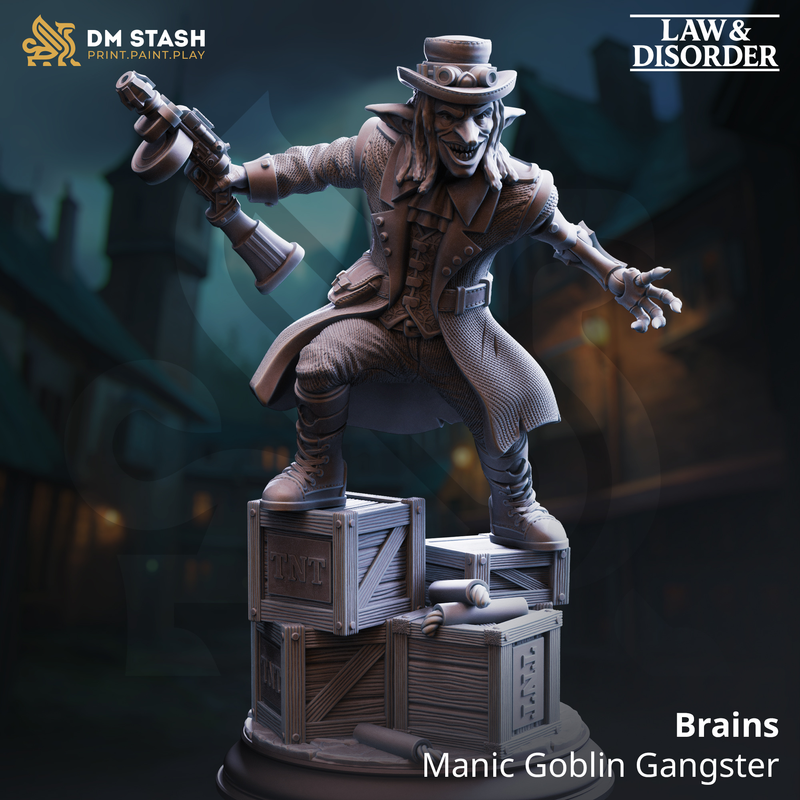 Brains - Manic Goblin Gangster | 3D Printed Miniature | DM Stash