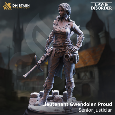 Lt. Gwendolen Proud - Senior Justiciar | 3D Printed Miniature | DM Stash