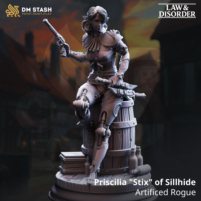 Priscilia "Stix" of Sillhide - Artificed Rogue | 3D Printed Miniature | DM Stash