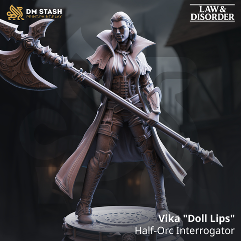 Vika "Doll Lips" - Half-Orc Interrogator | 3D Printed Miniature | DM Stash