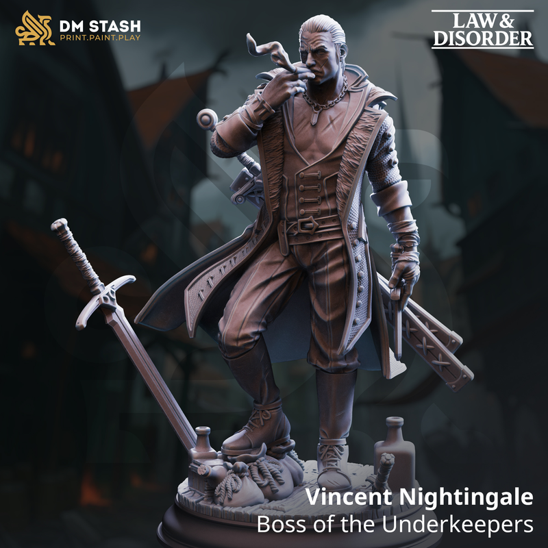 Vincent Nightingale - Boss of the Underkeepers | 3D Printed Miniature | DM Stash