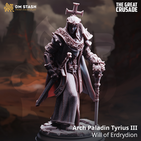 Arch Paladin Tyrius III - Will of Erdrydion | 3D Printed Miniature | DM Stash